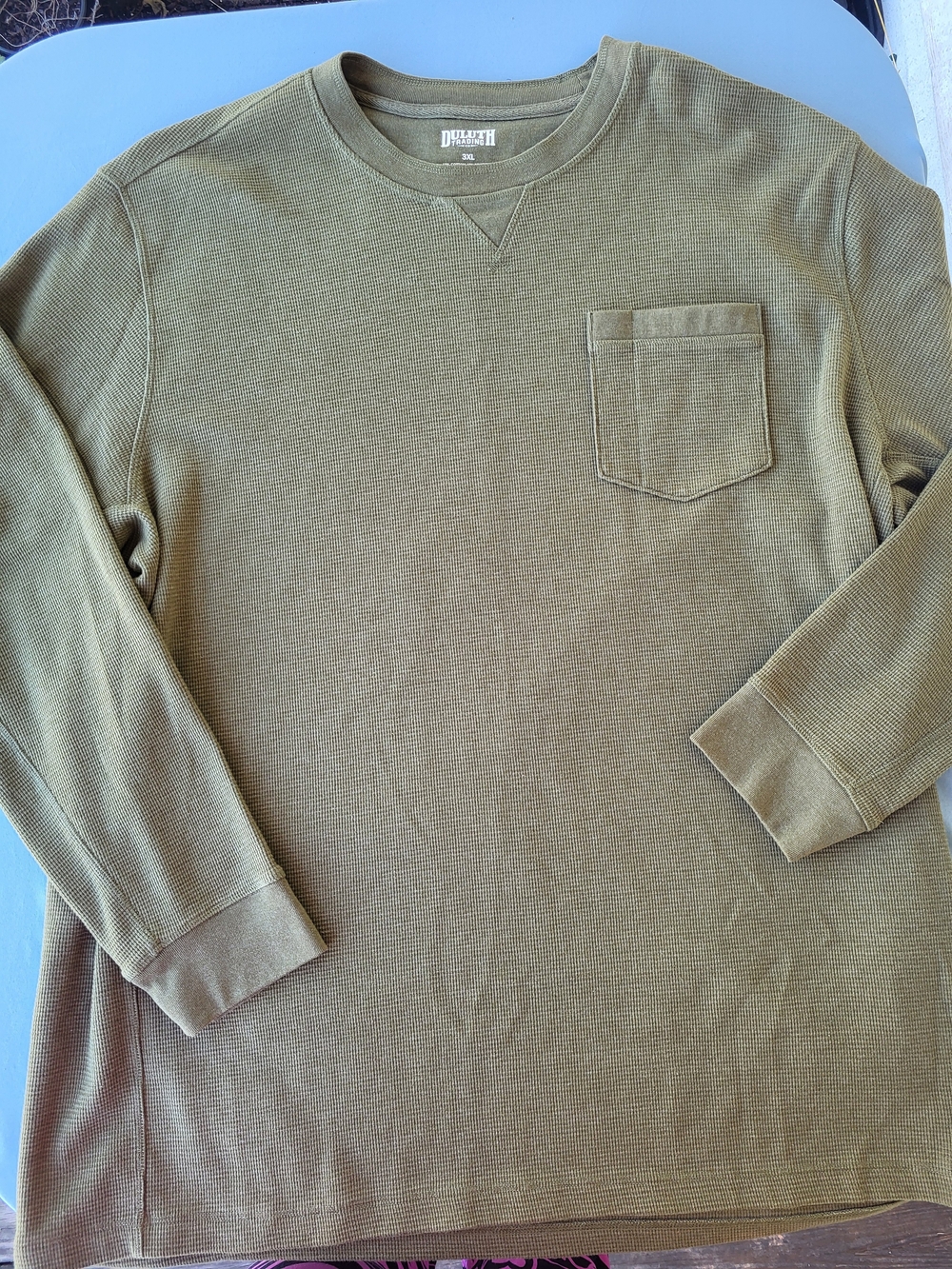 Duluth Trading Co. Moss Green Workwear Utility Waffle Knit Thermal